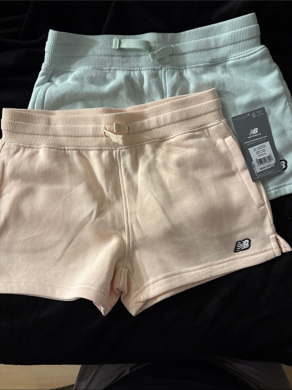 2- New Balance girls yellow & Mint Athletic Cotton-Blend Shorts - 2-Pack